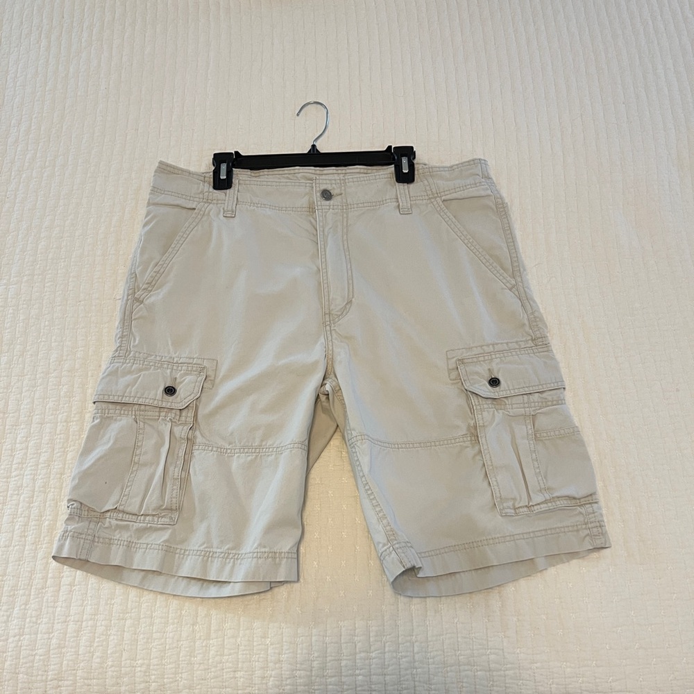 Men's Khaki 100% Cotton Cargo Shorts Size 38